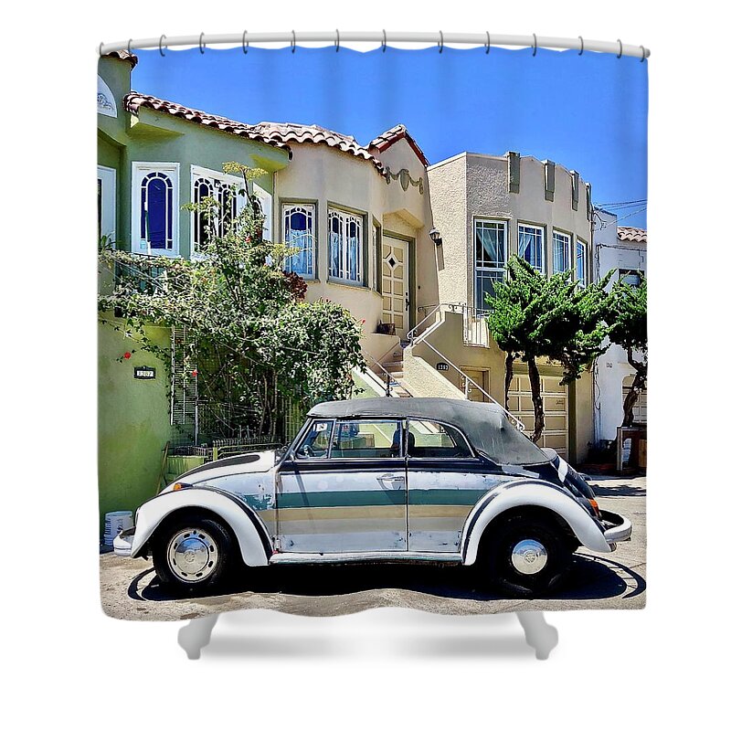  Shower Curtain featuring the photograph Convertible Bug by Julie Gebhardt