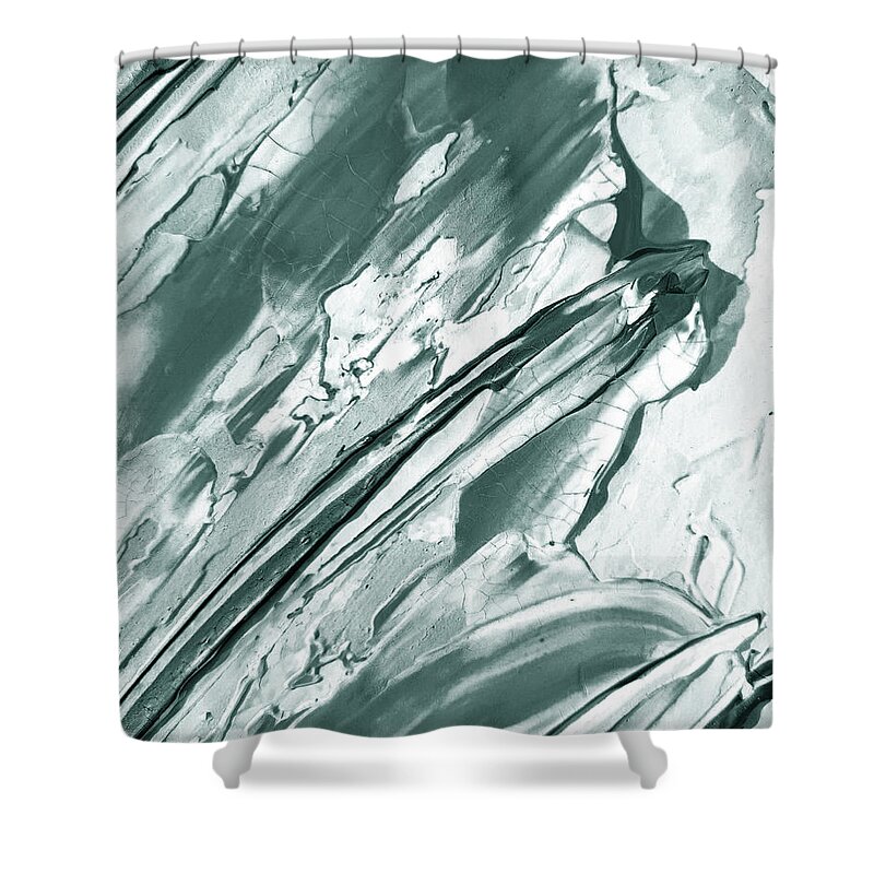 Soft Gray Shower Curtain featuring the painting Cool Soft Gray Lines Abstract Textured Decorative Art III by Irina Sztukowski
