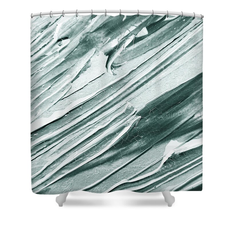 Soft Gray Shower Curtain featuring the painting Cool Soft Gray Lines Abstract Textured Decorative Art IV by Irina Sztukowski