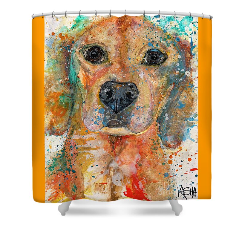 Golden Retriever Shower Curtain featuring the painting Cooper by Kasha Ritter