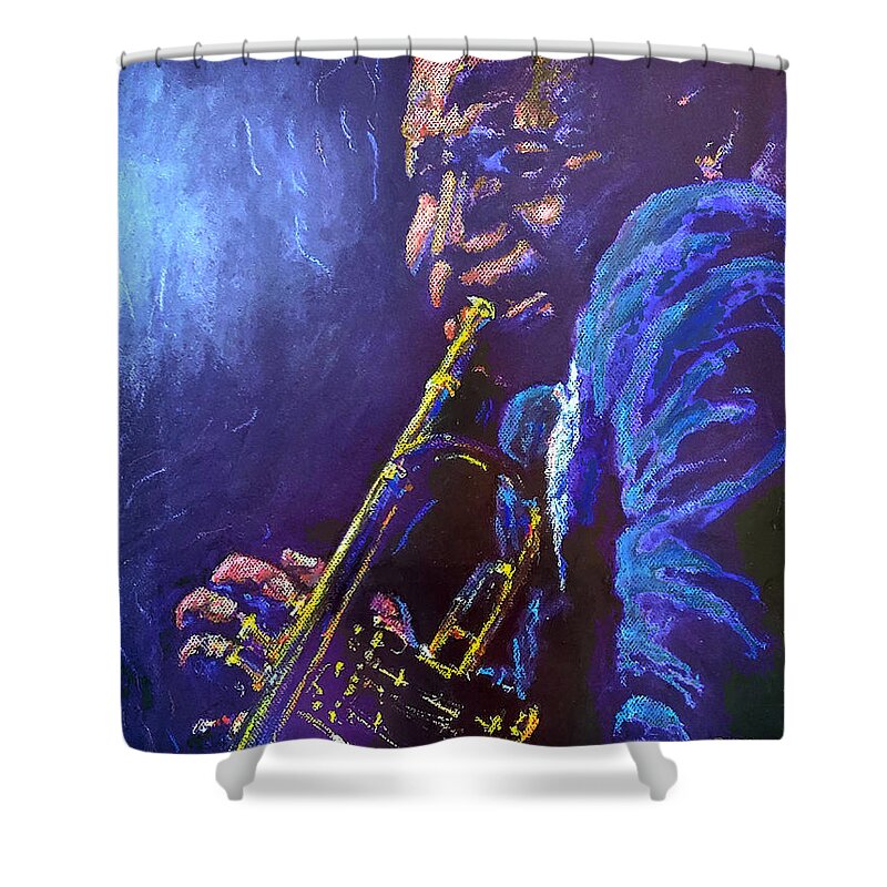 Cootie Williams Jazz Trumpet Blues R&b Duke Ellington Shower Curtain featuring the pastel Cootie Williams by John Bohn