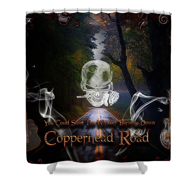 Copperhead Road Shower Curtain featuring the digital art Copperhead Road by Michael Damiani