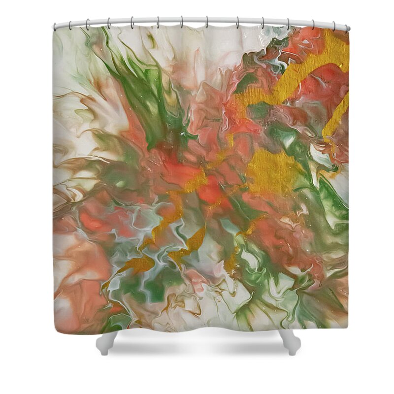 Pour Shower Curtain featuring the mixed media Coral 2 by Aimee Bruno