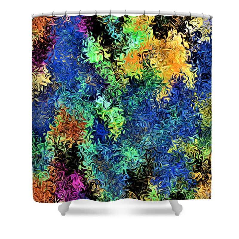 Abstract Shower Curtain featuring the digital art Coral Reef - Abstract by Ronald Mills