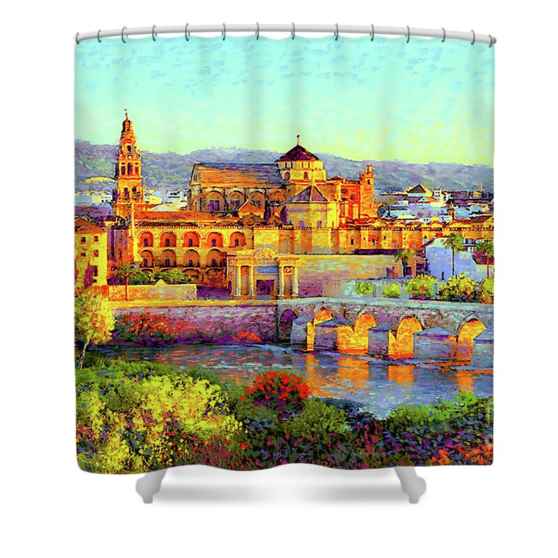 Spain Shower Curtain featuring the painting Cordoba Mosque Cathedral Mezquita by Jane Small