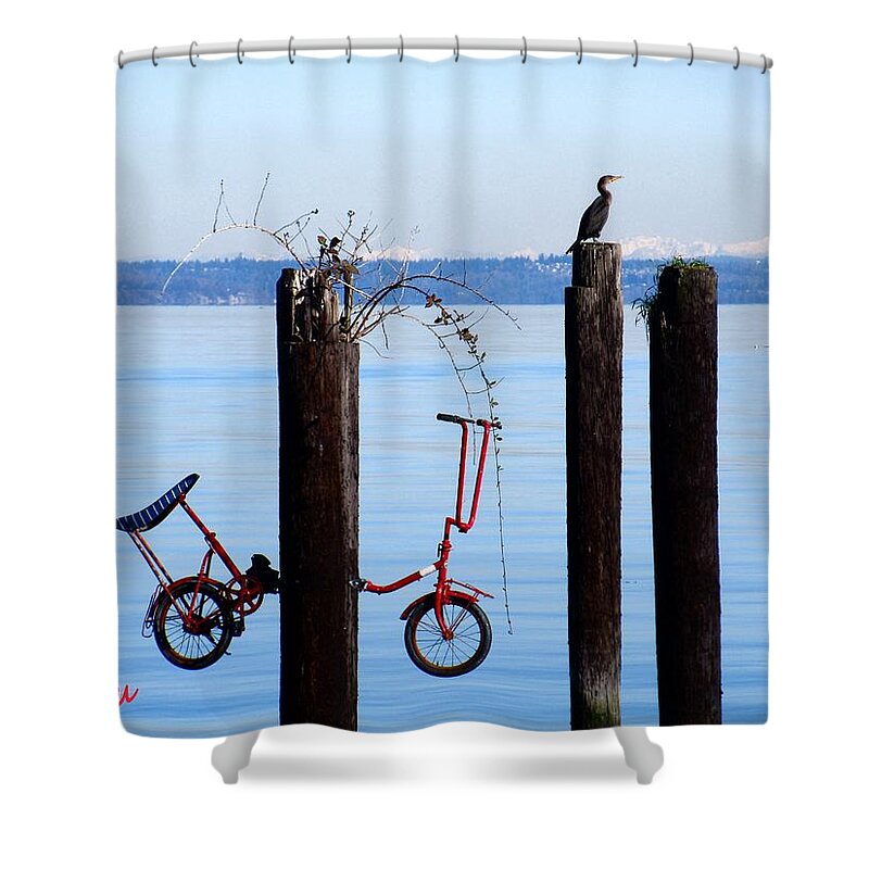 Birds Shower Curtain featuring the photograph Cormorant Biker by A L Sadie Reneau