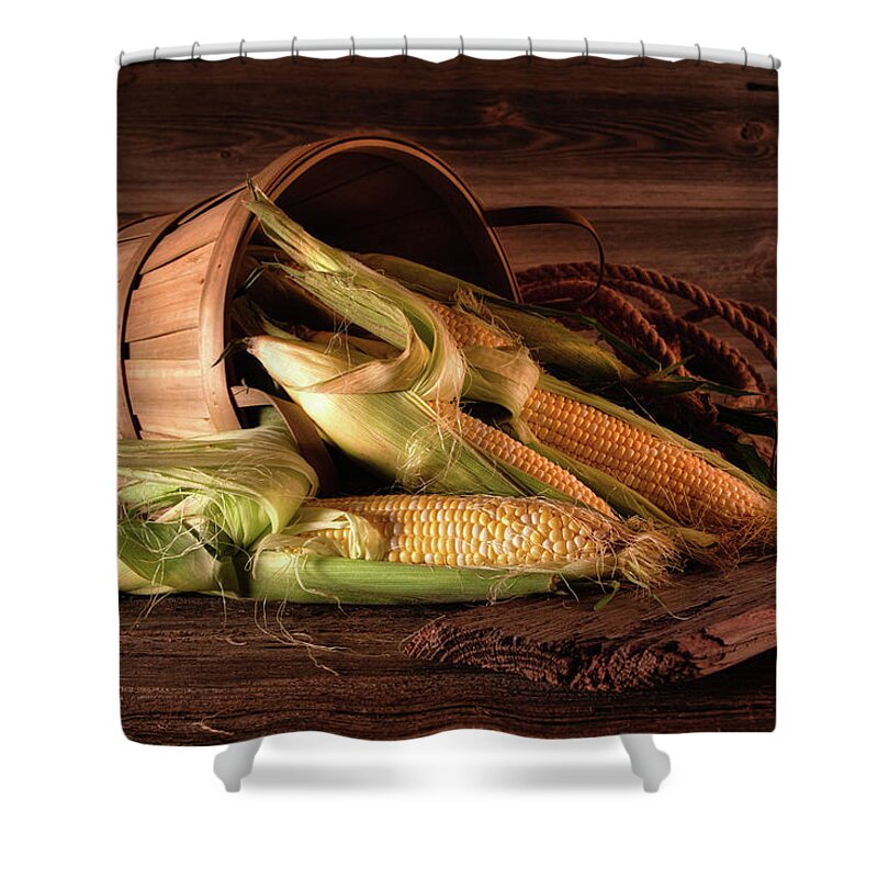 Corn Shower Curtain featuring the photograph Corn Harvest Still LIfe by Tom Mc Nemar
