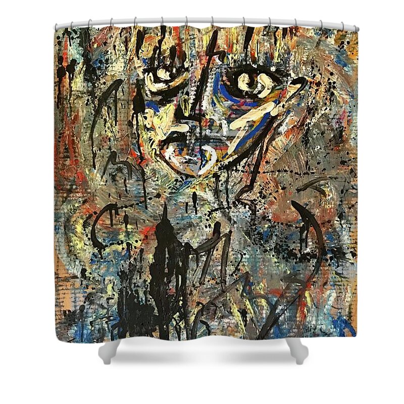 Abstract  Shower Curtain featuring the painting #2 Corona Series May 2020 #2 by Gustavo Ramirez