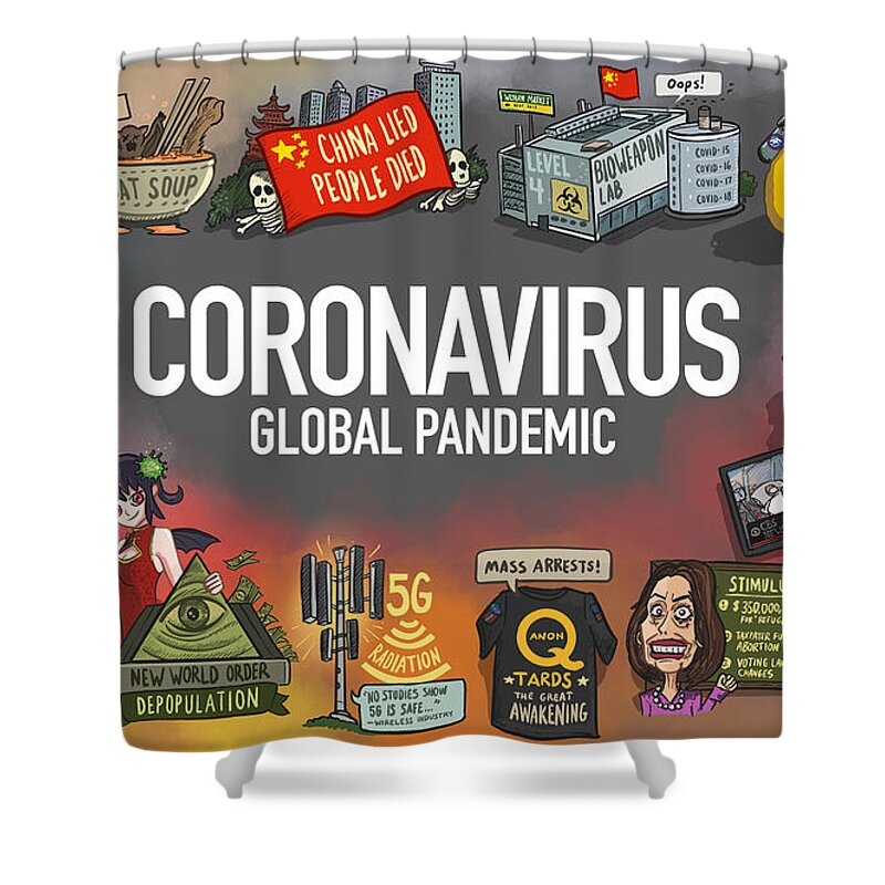 Covid-19 Shower Curtain featuring the digital art Coronavirus I by Emerson Design