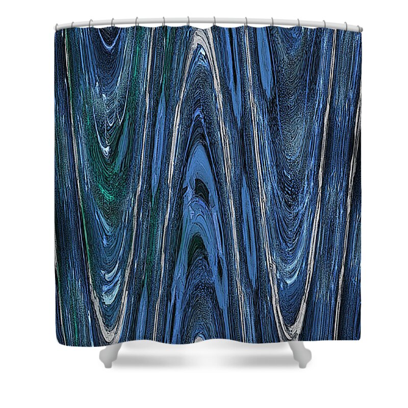 Digital Shower Curtain featuring the digital art Cosmic Paint Blue Wave by Deb Nakano