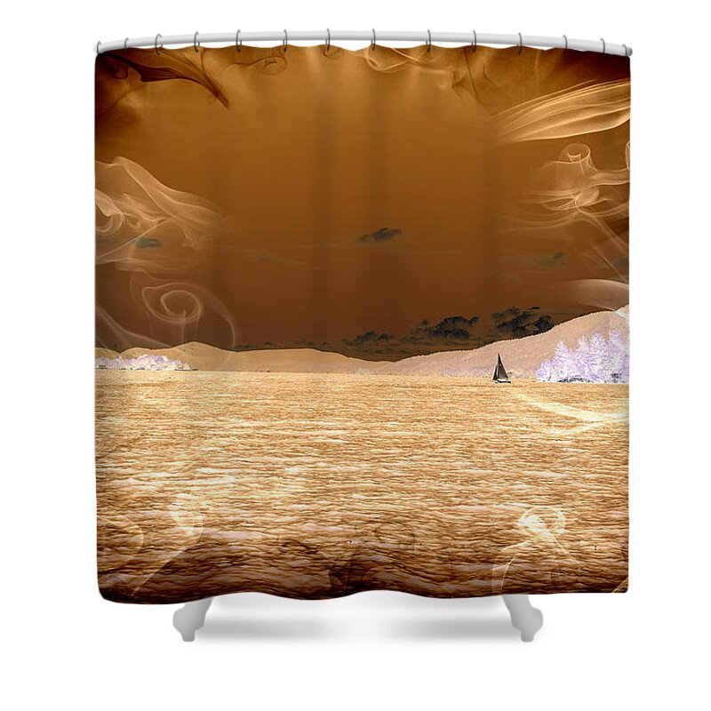 Cosmic Shower Curtain featuring the photograph Cosmic Sailboat by Russel Considine