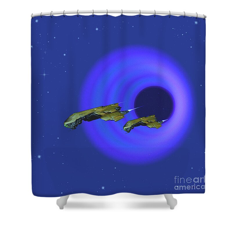 Wormhole Shower Curtain featuring the digital art Cosmic Wormhole by Corey Ford
