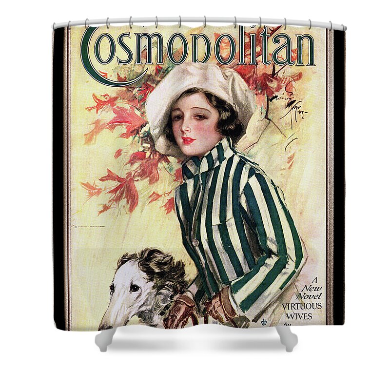 Cosmopolitan Shower Curtain featuring the painting Cosmopolitan Front Cover November 1917 by Harrison Fisher Old Masters Fine Art Reproduction by Rolando Burbon