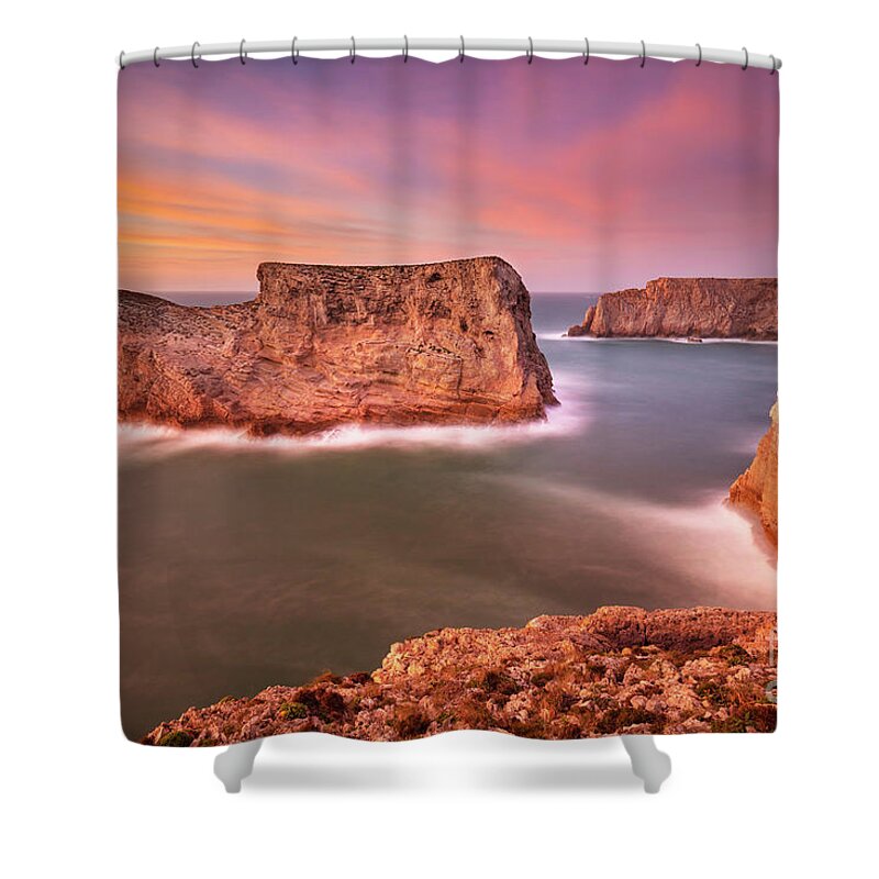 Portugal Shower Curtain featuring the photograph Costa Vincentina sunset, Portuguese Algarve by Neale And Judith Clark
