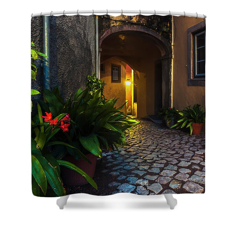 Portugal Shower Curtain featuring the photograph Cosy Street by Evgeni Dinev