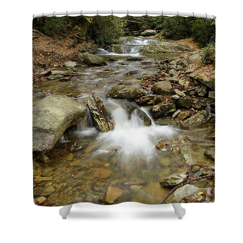 Nature Shower Curtain featuring the photograph Cottonball Stream by Steve Templeton