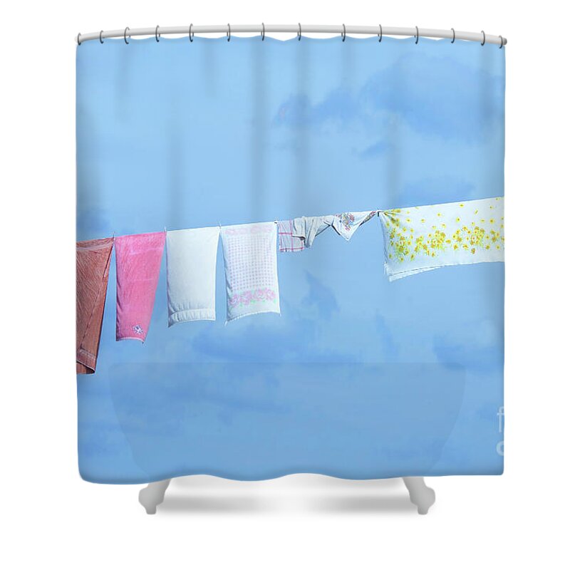 Clothesline Shower Curtain featuring the photograph Country Clothesline by Diane Diederich