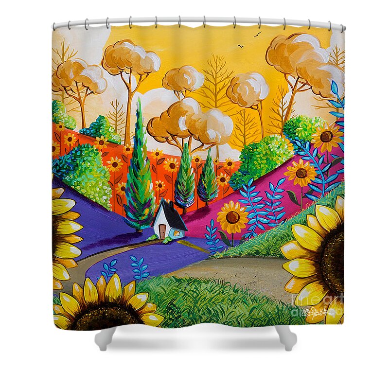 Sunflowers Shower Curtain featuring the painting Country Lights #30 by Cindy Thornton