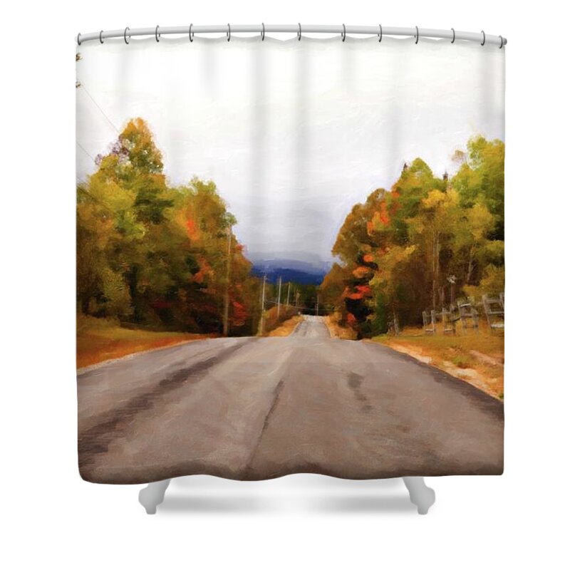 Rural Shower Curtain featuring the photograph Country Road in Fall by Carolyn Ann Ryan
