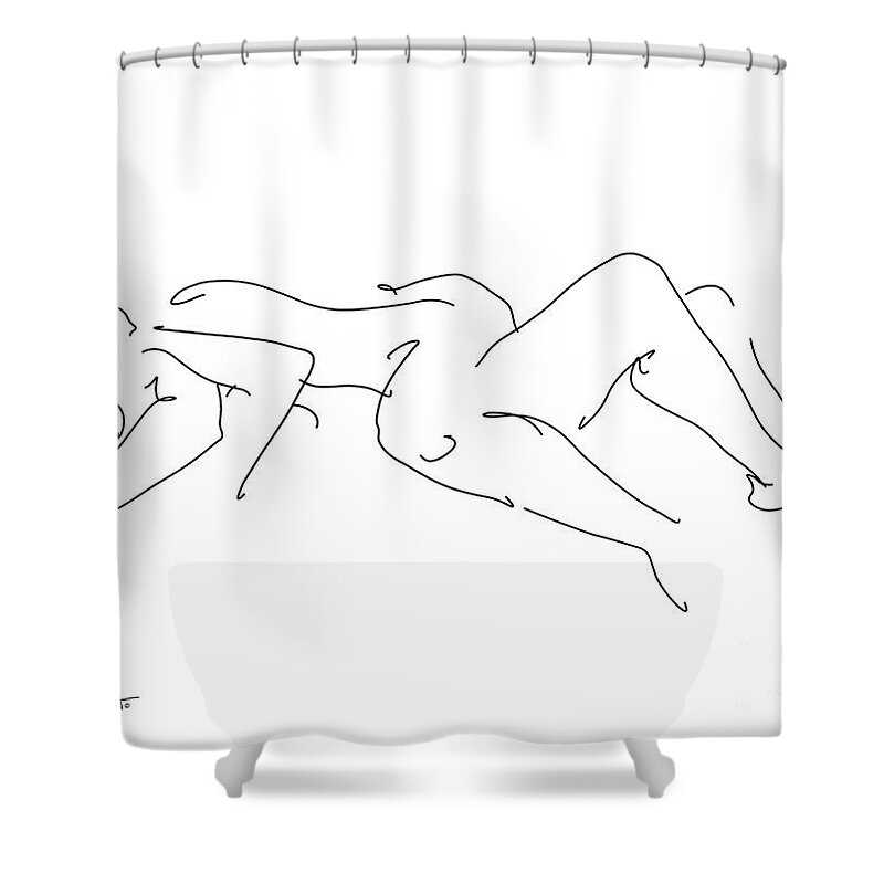 Couples Shower Curtain featuring the drawing Couples Erotic Art 4 by Gordon Punt