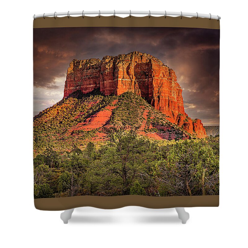 Sedona Shower Curtain featuring the photograph Courthouse Rock by Al Judge