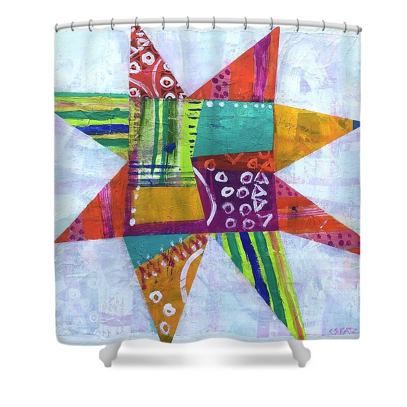 Star Shower Curtain featuring the painting Coverup by Cyndie Katz