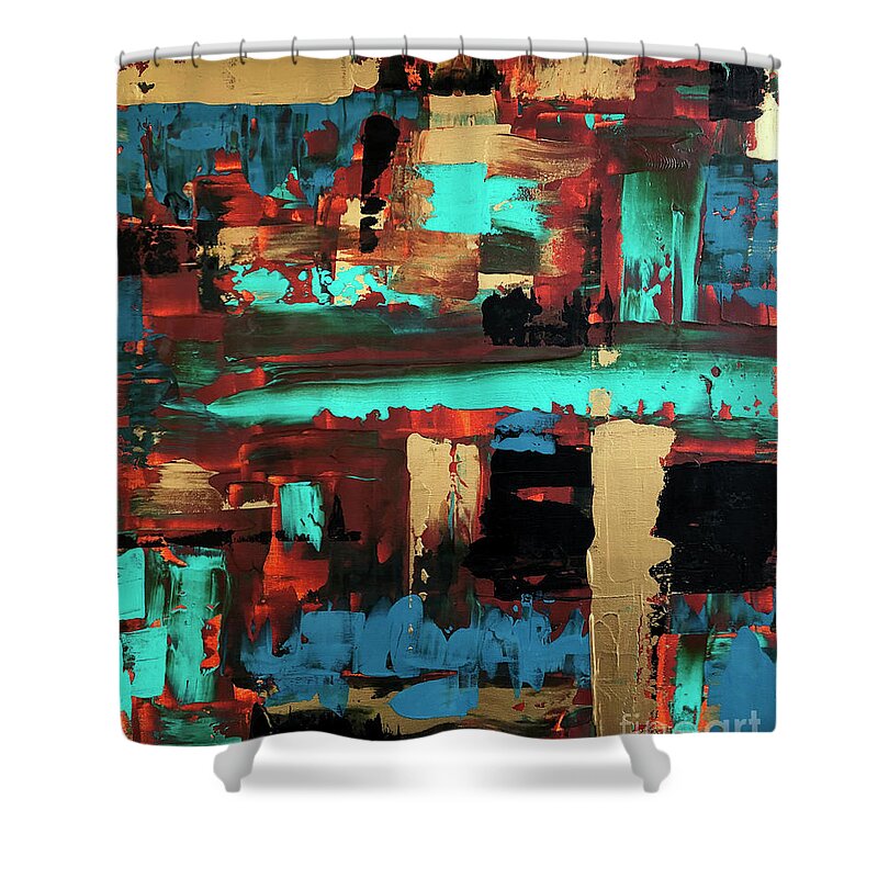 Abstract Shower Curtain featuring the painting Coverup by Diane Thornton
