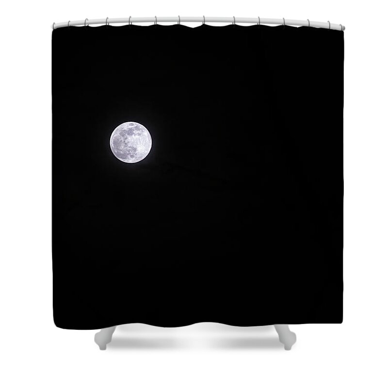New Hampshire Shower Curtain featuring the photograph COVID Moon by Jeff Sinon