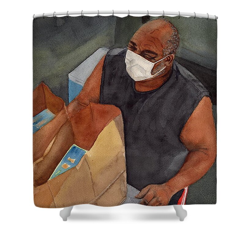 Covid19 Shower Curtain featuring the painting COVID19 Volunteer #2 by Vicki B Littell