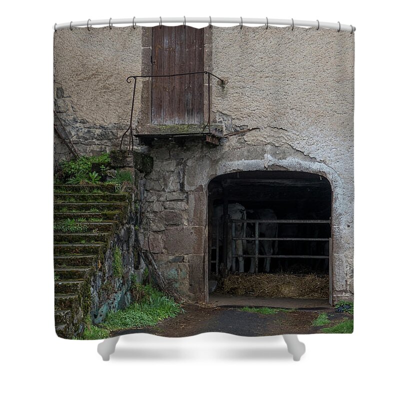Camino De Santiago Shower Curtain featuring the photograph Cow Barn in the South of France by Lynn Thomas Amber