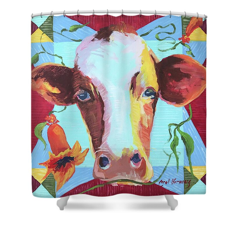 Virginia Creeper Shower Curtain featuring the painting Cow Itch Vine by Carol Berning