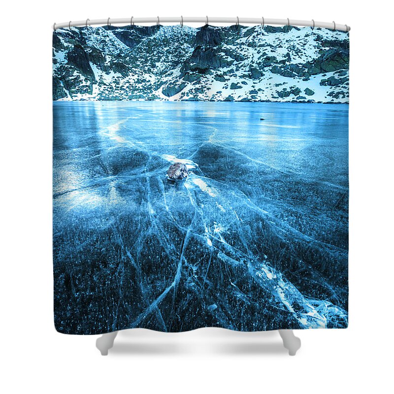 Bulgaria Shower Curtain featuring the photograph Cracks In the Ice by Evgeni Dinev
