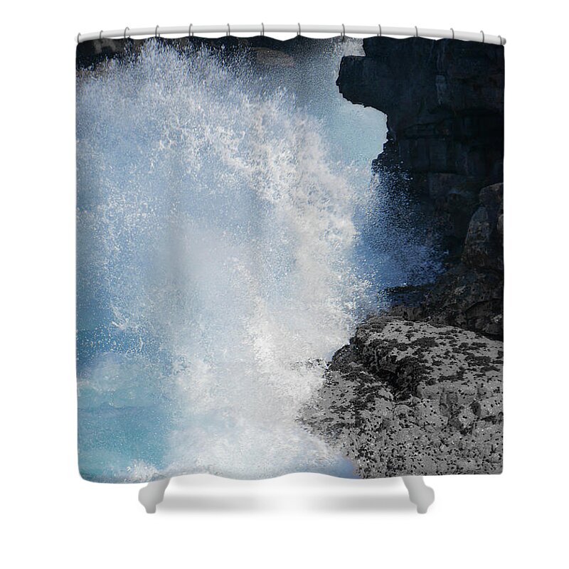 Dramatic Shower Curtain featuring the photograph Crashing by Ellen Cotton