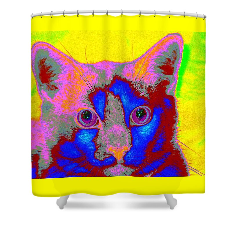 Crayola Shower Curtain featuring the digital art Crayon Cat by Larry Beat