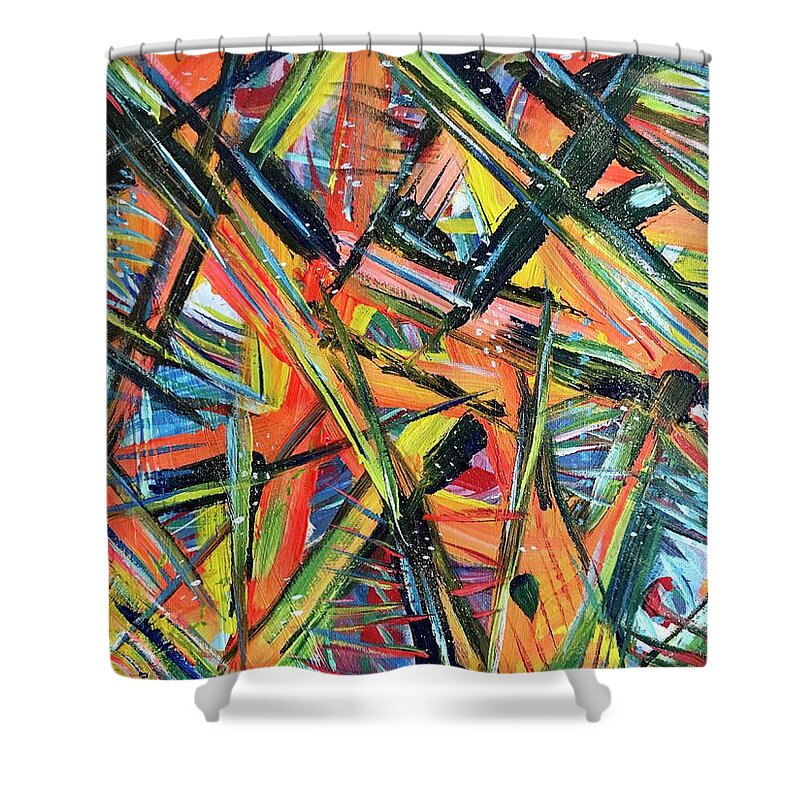 Abstract Shower Curtain featuring the painting Creation Cure by Jackie Ryan