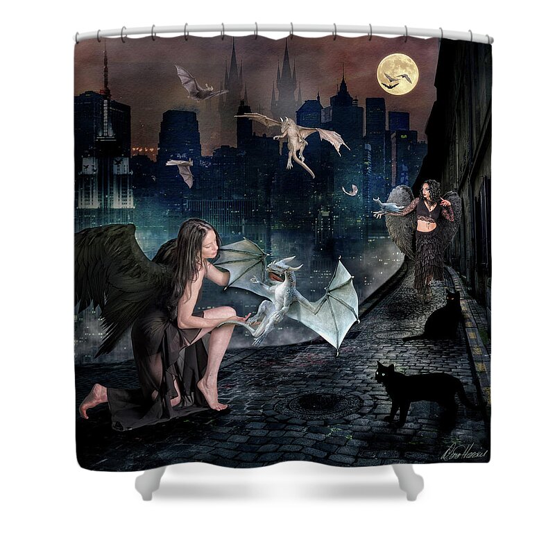 Creatures Shower Curtain featuring the digital art Creatures of the Night by Diana Haronis