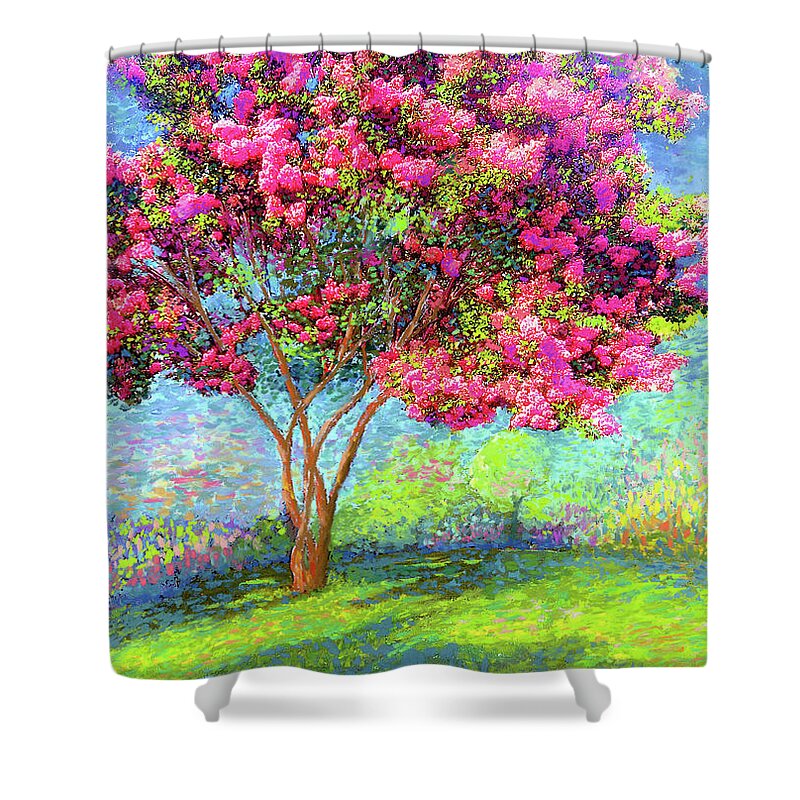Landscape Shower Curtain featuring the painting Crepe Myrtle Memories by Jane Small