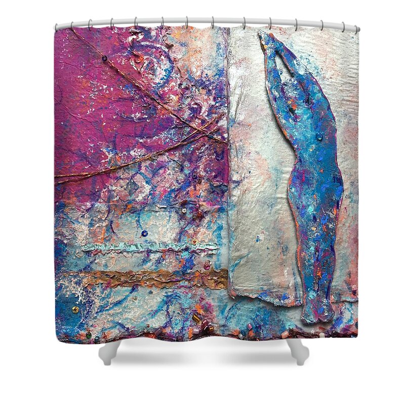 Mixed Media Shower Curtain featuring the mixed media Crescent Moon by Wendy West