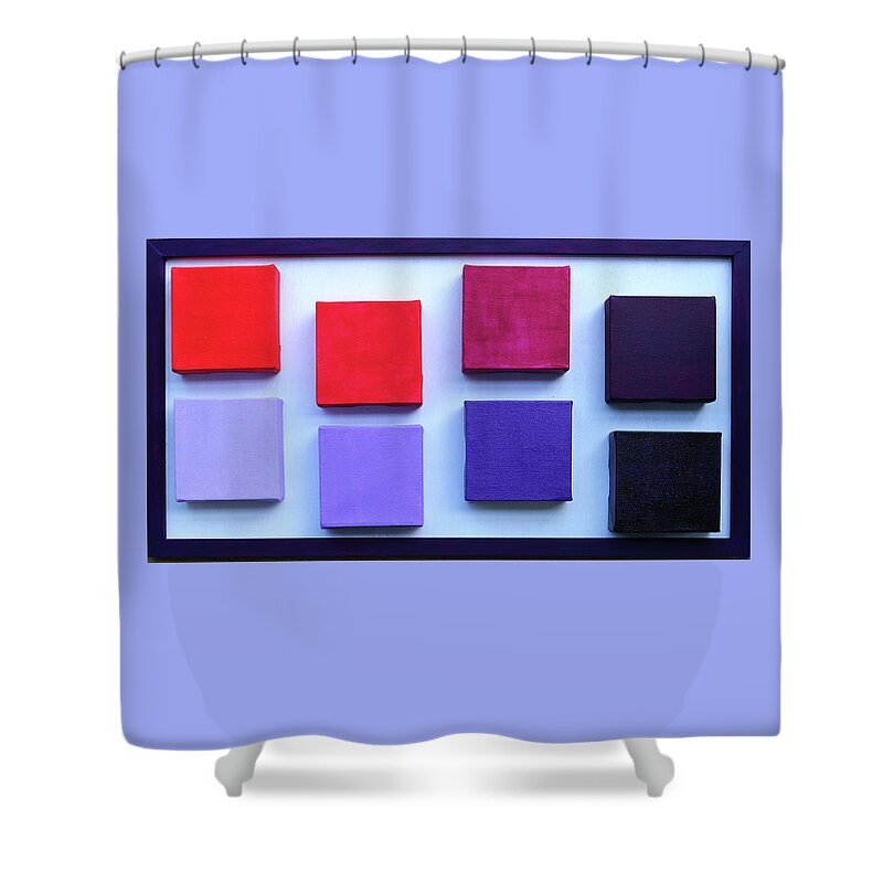 Red Shower Curtain featuring the painting Crimson to Purple Harmony by Deborah Boyd