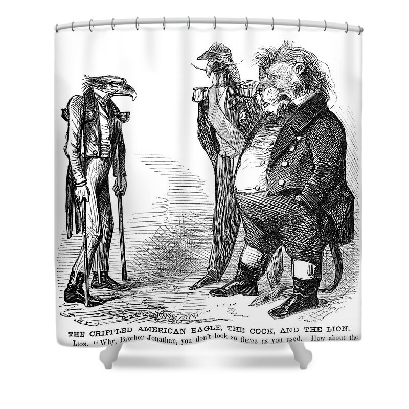 1861 Shower Curtain featuring the drawing Crippled Eagle Cartoon, 1861 by Granger