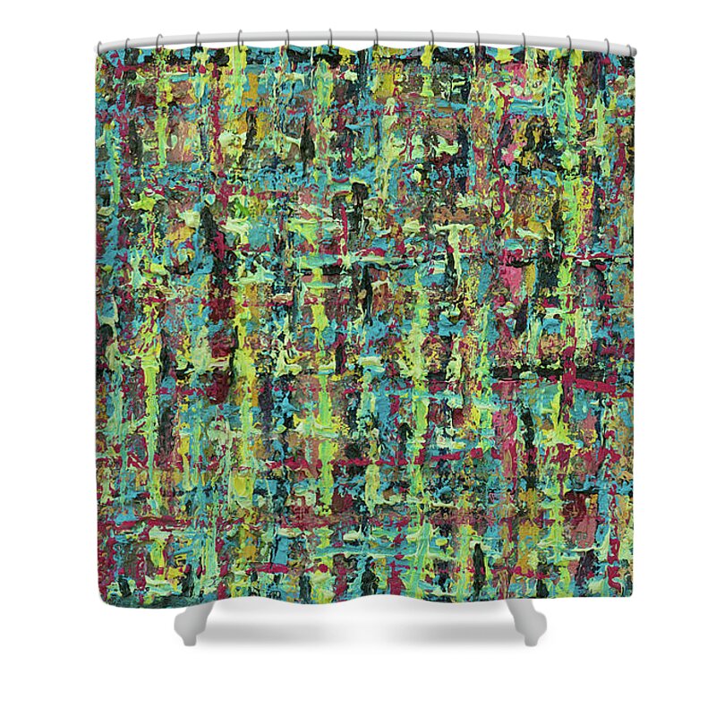 Popular Photo Shower Curtain featuring the painting criss Cross by Ofra Wolf