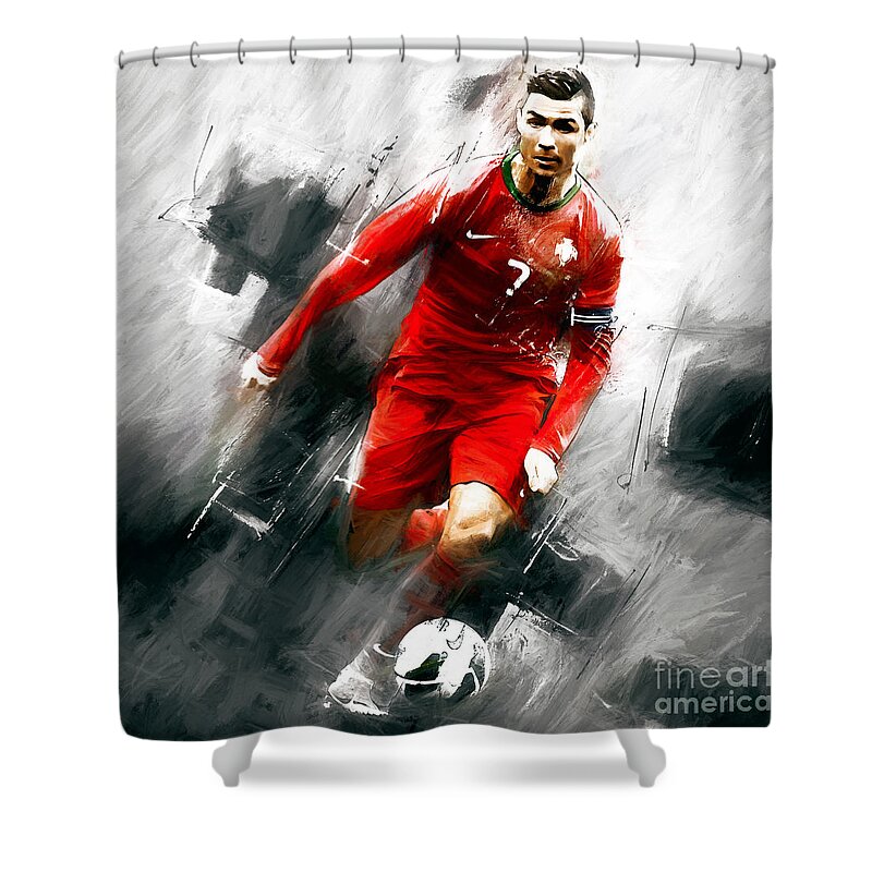 Cristiano Ronaldo Shower Curtain featuring the painting Cristiano Ronaldo 06i by Gull G
