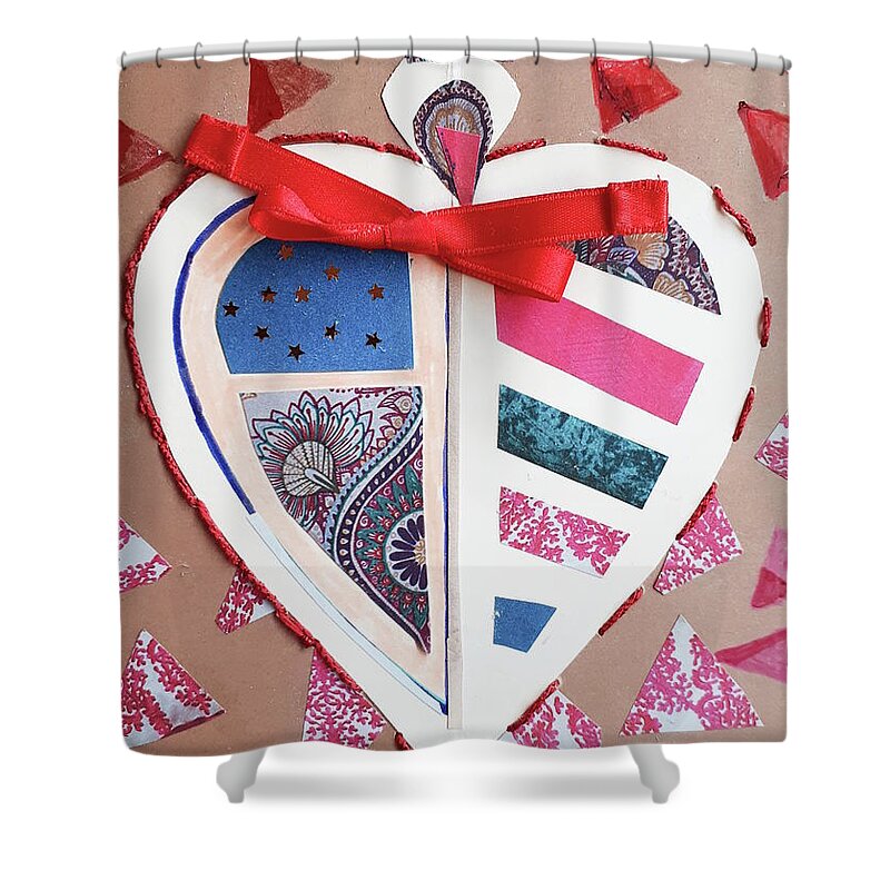 Heart Shower Curtain featuring the painting Greetings with love by Carolina Prieto Moreno