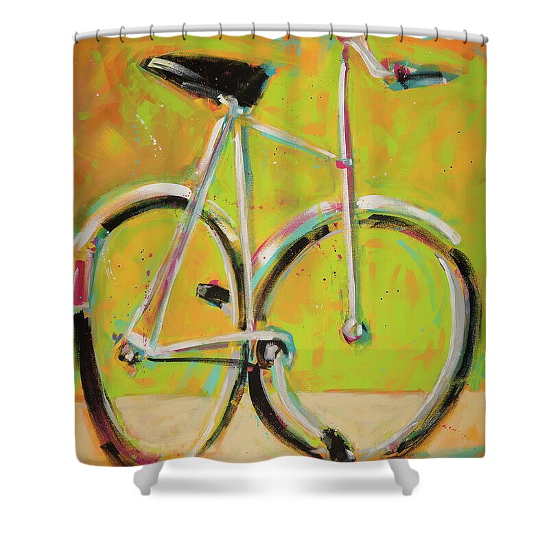 Bicycle Shower Curtain featuring the painting Cruiser by Terri Einer