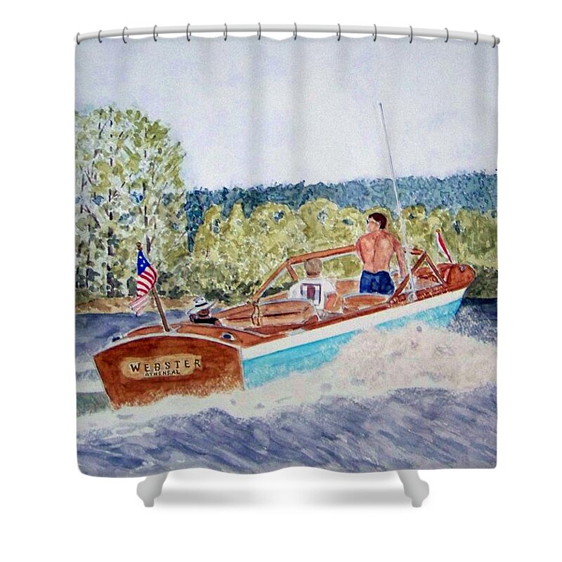 Boats Shower Curtain featuring the painting Cruisin Old School SOLD by Larry Wright