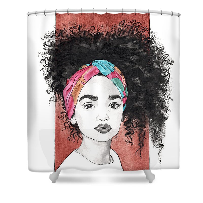 Portrait Shower Curtain featuring the painting Curl Cascade by Tiffany DiGiacomo