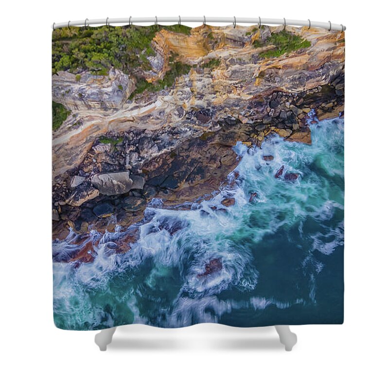 Beach Shower Curtain featuring the photograph Curl Curl Rocks by Andre Petrov