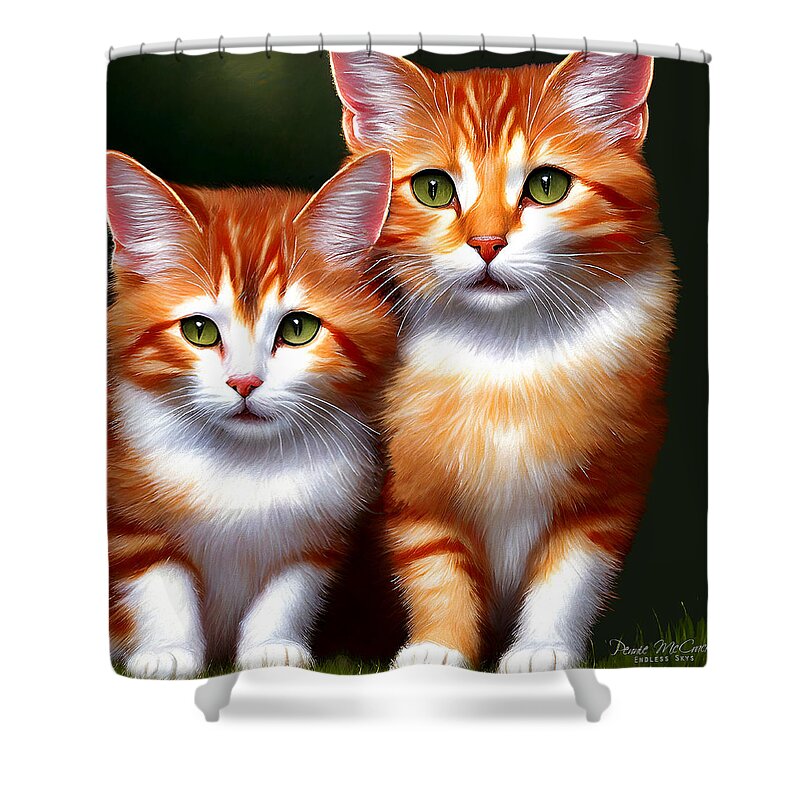 Cats Shower Curtain featuring the mixed media Cute Kittens by Pennie McCracken