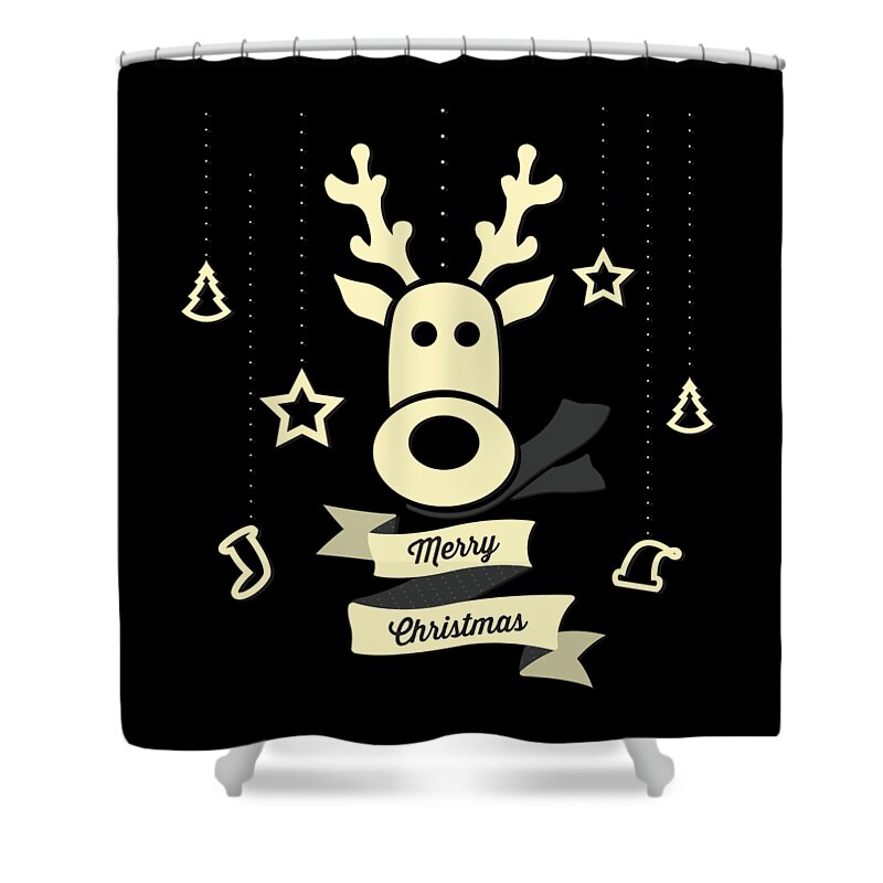 Christmas 2023 Shower Curtain featuring the digital art Cute Reindeer Christmas by Flippin Sweet Gear