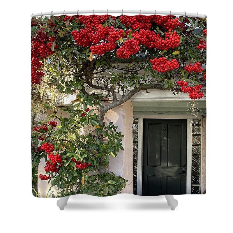 Beaufort Sc Shower Curtain featuring the photograph Cuthbert House Pyracantha by Patricia Greer